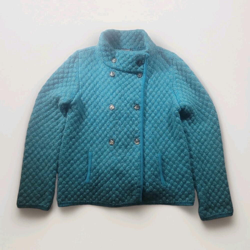 Piazza Sempione Womens IT 48/L/XL Wool Mohair Blend Sweater Teal Button Knit